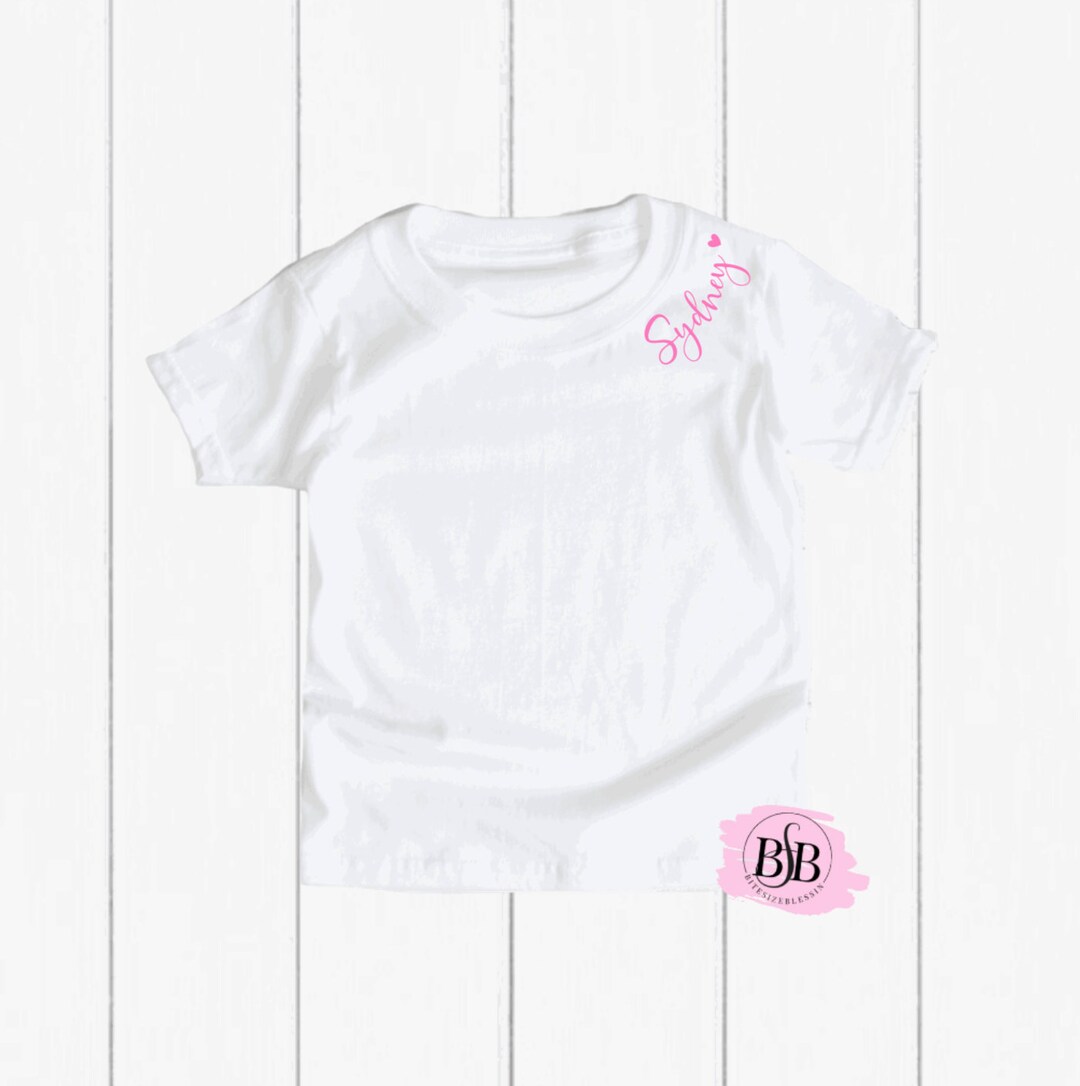 Monogrammed Children Shirts, Monogram Girls Shirt, Neck Monogram