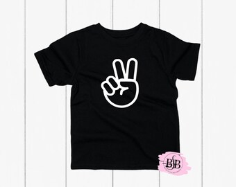 Two Hand T-Shirt, Second Birthday Shirt, 2nd Birthday, 2nd Birthday Boy, Two Year Old Birthday, Peace Sign Shirt, I'm Two Birthday Shirt