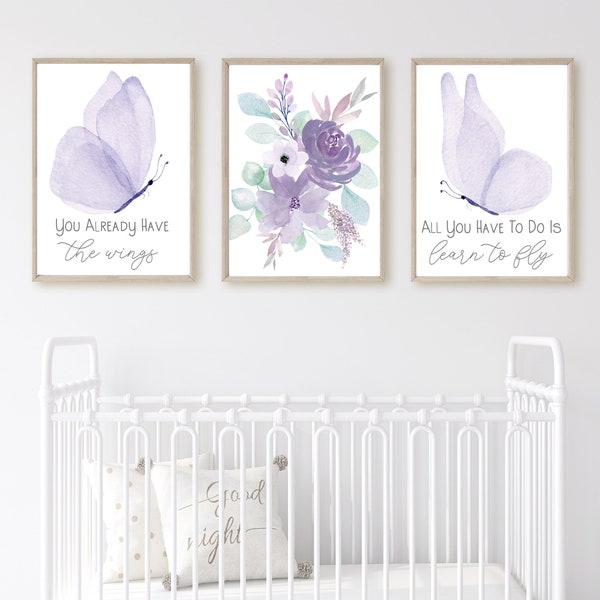 Purple Nursery Decor - Butterfly Nursery Decor -Lavendar Purple Nursery -Lavender Nursery Decor -Nursery Wall Decor -Purple Butterfly Decor