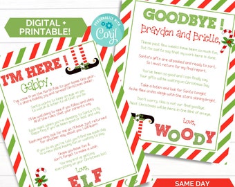 Printable Elf Arrival and Goodbye Letter -Christmas and Holiday Santa Fun Kids Activity -Elf Welcome Letter -Personalized Letter Last Minute