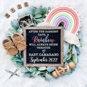 IVF Rainbow Baby Zwangerschap Aankondiging Digitale Download voor Social Media -Miracle Baby Aankondiging-Baby Reveal Board-Digitale Aankondiging