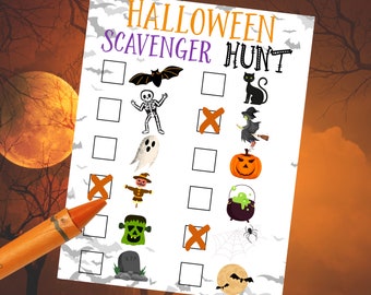 Halloween Scavenger Hunt - Toddler Friendly - Printable Download and Print File - Halloween Party Games for Kids and Toddlers - Fall Outside