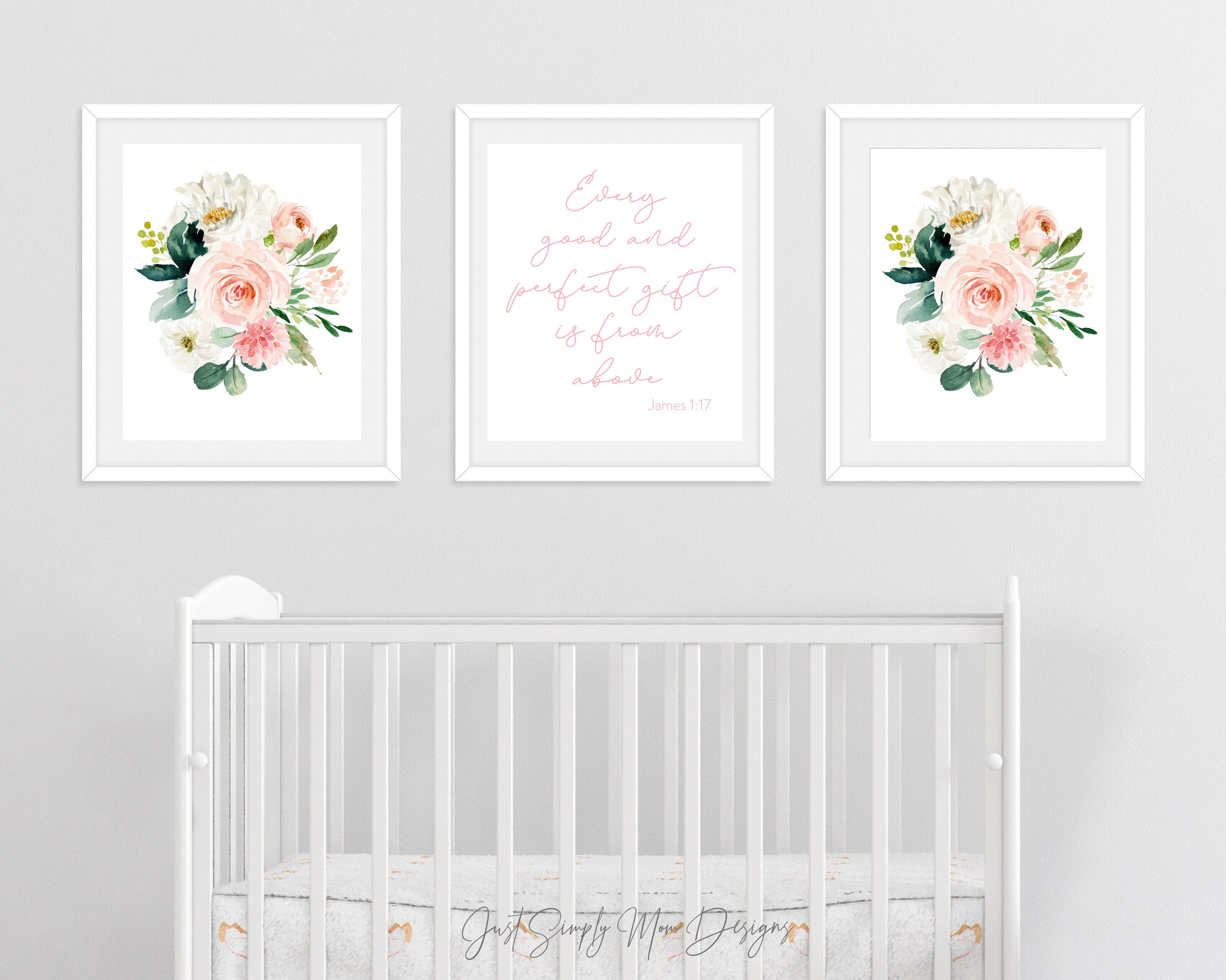 Blush Pink Floral Nursery Wall Decor for Baby Girl Nursery - Etsy