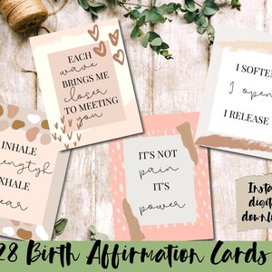 Birth Affirmation Cards Birth Mantras for Childbirth, Home birth, Labor & Delivery, Natural Birth, Strong Mom Digital Download to Laminate image 1