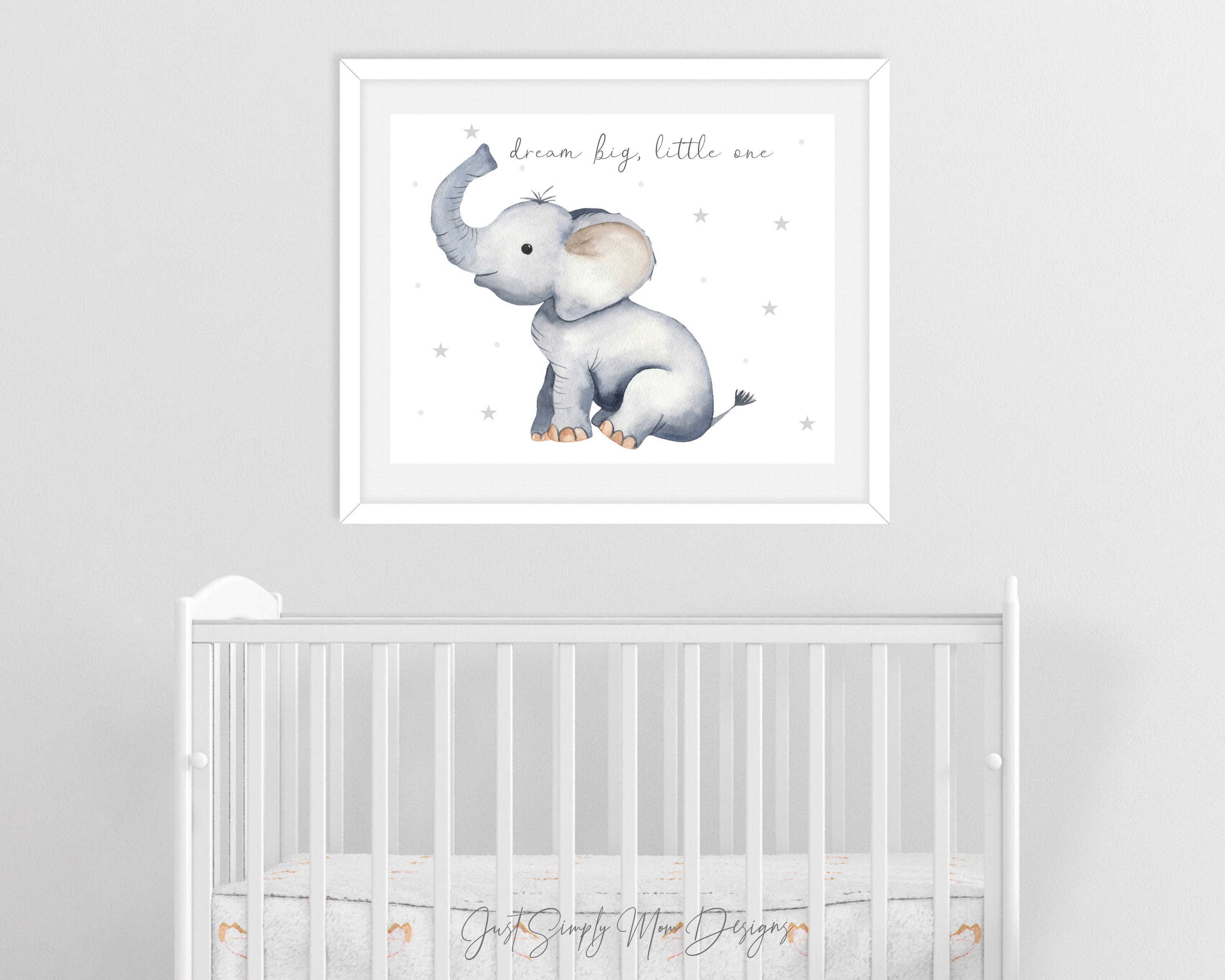 Neutral Grey Elephant Nursery Wall Decor for Baby Boy or Girl Etsy