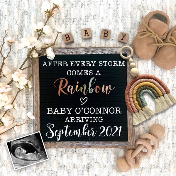 Pregnancy Announcement Digital Download for Social Media - Rainbow Baby Announcement Flat Lay -Baby Reveal Board -Digital Baby Announcement