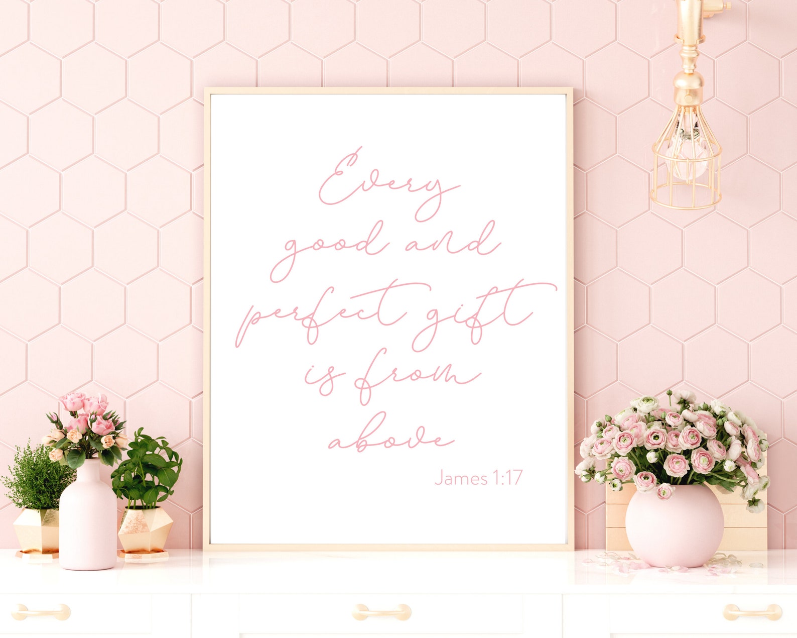 Blush Pink Floral Nursery Wall Decor for Baby Girl Nursery - Perfect ...