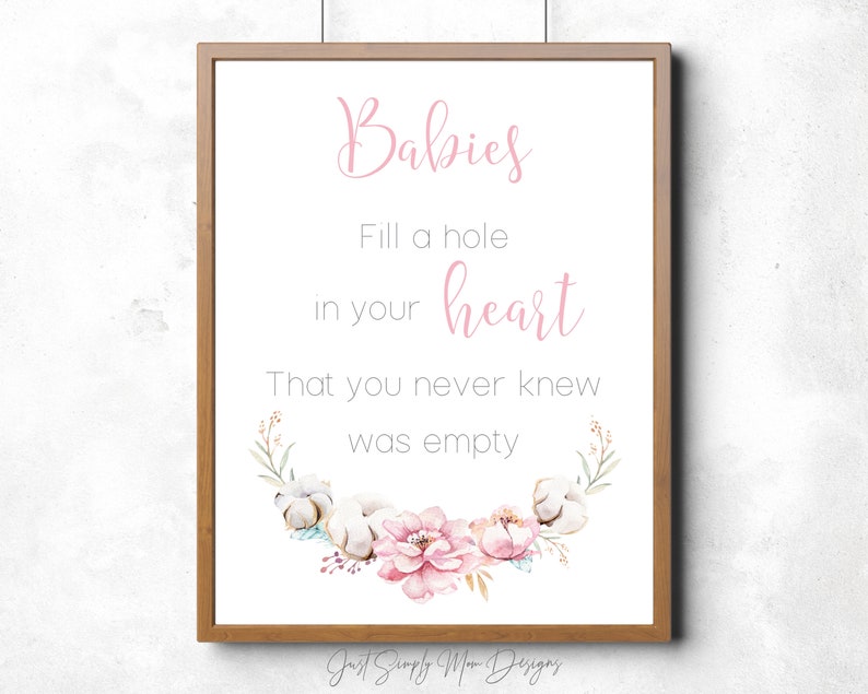 Printable Pink Floral Nursery Wall Decor for Baby Girl Etsy