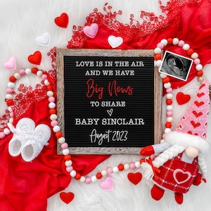 Valentine's Day Pregnancy Announcement Digital Download for Social Media Baby Announcement-Baby Reveal Board Sweetheart Cupid image 1