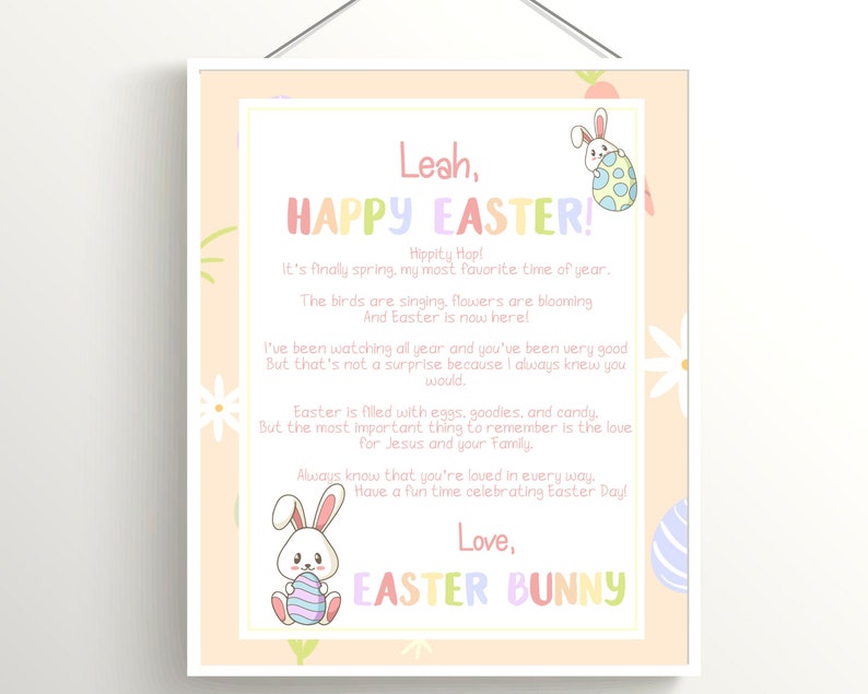 Printable Easter Bunny Letter Easter Fun for Kids and Toddlers Personalized Letter From Easter Bunny for Egg Hunt or Easter Basket image 1