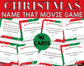 Printable Christmas Movie Games | Name the Christmas Movie Game | Christmas Adult and Family Game | Christmas Party Game | Instant Download