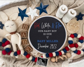 Fourth of July Boy Pregnancy Announcement Digital for Social Media -Baby Announcement- It's a Boy -Gender Reveal - July 4th -Memorial Day