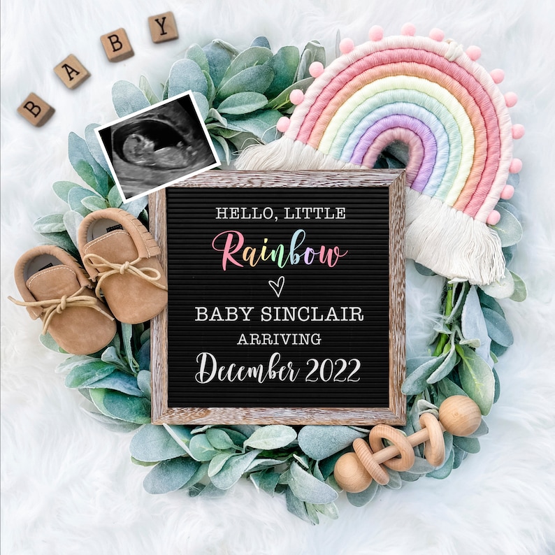 Rainbow Baby Pregnancy Announcement Digital Download for Social Media Miracle Baby Announcement-Baby Reveal Board-Digital Baby Announcement image 7
