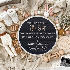 Easter Pregnancy Announcement Digital - Neutral Baby Announcement Sign-  Baby Reveal for Social Media - Spring Pregnancy Announcement