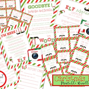 Cartas e atividades para impressão de elfos de Natal - Natal e férias de Papai Noel divertido para crianças - Kit de pacote para impressão de elfos personalizado - Cartão de relatório de elfos