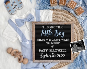 Pregnancy Announcement Digital - Baby Announcement Sign - Baby Boy Reveal for Social Media - Spring Pregnancy Announcement