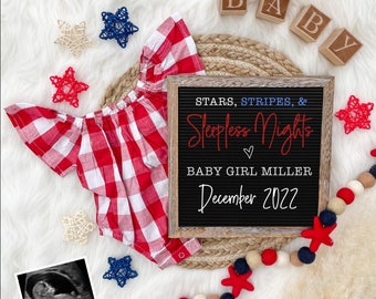 Fourth of July Girl Pregnancy Announcement Digital for Social Media -Baby Announcement- It's a Girl -Gender Reveal - July 4th -Memorial Day