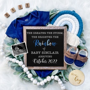 Boy Digital Pregnancy Announcement for Social Media - Rainbow Baby Gender Reveal - Flat Lay -Miracle Baby Reveal Board - It&#39;s a Girl