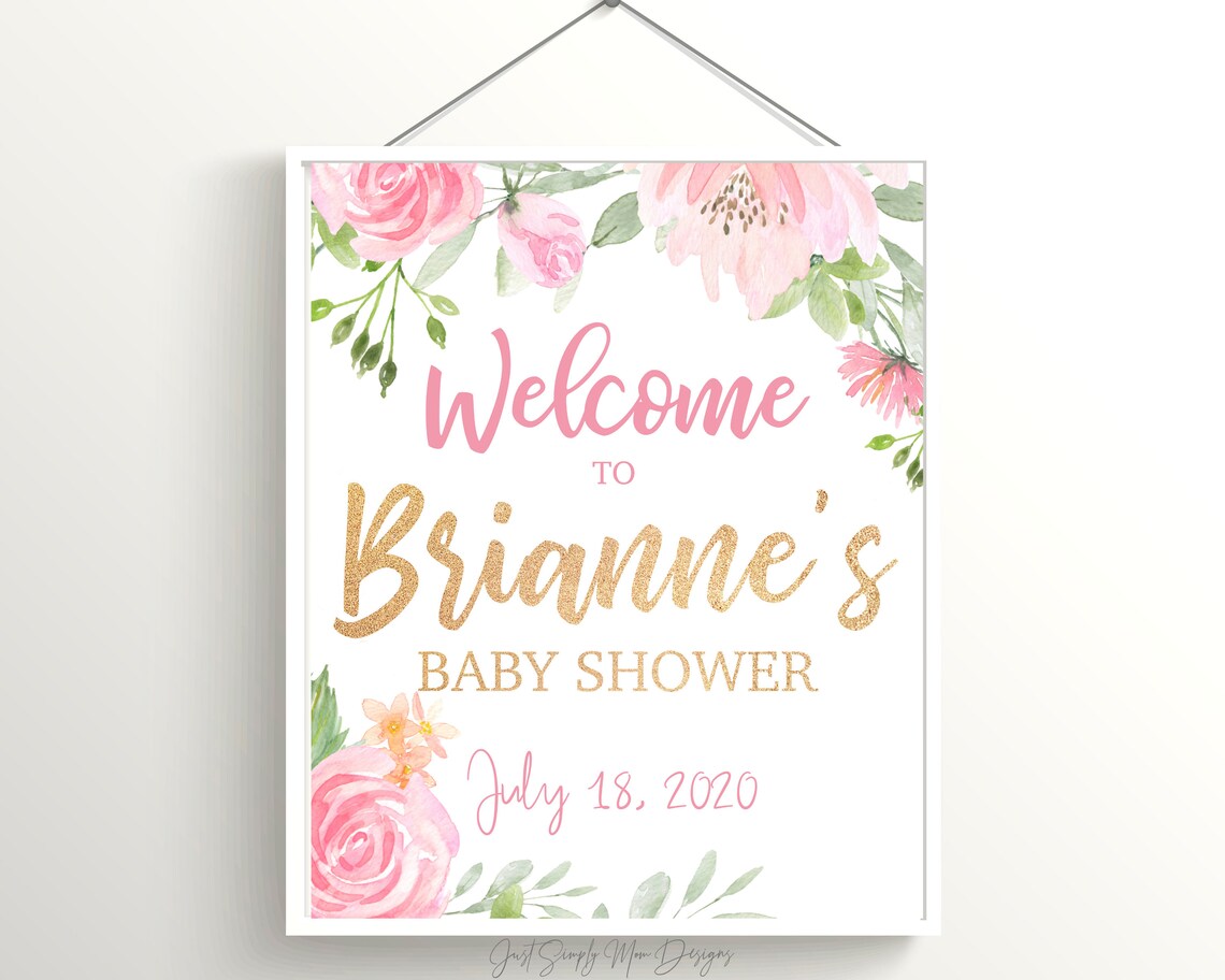 Blush Pink Baby Shower Welcome Sign Printable Feminine Girl - Etsy