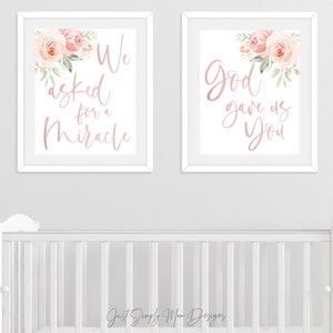 Printable Pink Nursery Wall Decor for Baby Girl Nursery Blush Floral ...