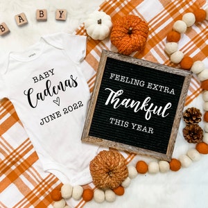 Fall Digital Pregnancy Announcement for Social Media -Baby Reveal Thanksgiving Autumn -Personalize -Flat Lay-Letter Board Baby Announcement