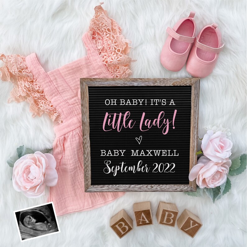 Girl Pregnancy Announcement for Social Media Digital Letter Etsy