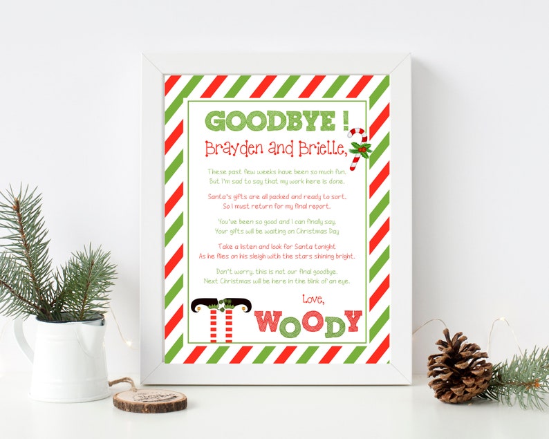 Carta de llegada y despedida de elfo imprimible - Actividad divertida para niños con Papá Noel para Navidad y días festivos - Carta de bienvenida de elfo - Carta personalizada de último minuto imagen 7
