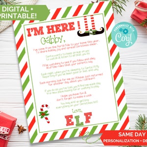Carta de bienvenida de llegada de elfo imprimible - Actividad para niños divertida de Navidad y vacaciones de Papá Noel - Elfo nuevo o que regresa - Carta personalizada de último minuto