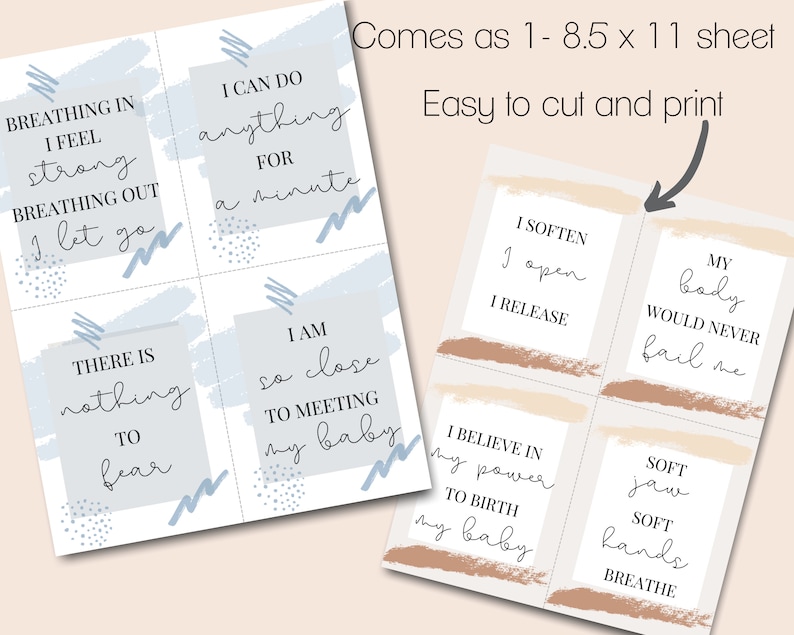 Birth Affirmation Cards Birth Mantras for Childbirth, Home birth, Labor & Delivery, Natural Birth, Strong Mom Digital Download to Laminate image 9