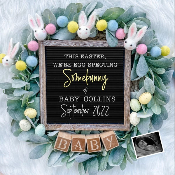 Easter Pregnancy Announcement Digital - Baby Announcement Sign - Some Bunny -  Baby Reveal for Social Media - Spring Pregnancy Announcement