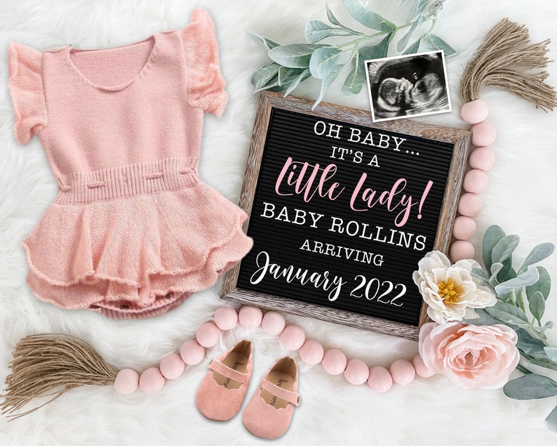 Girl Pregnancy Announcement for Social Media Digital Letter Etsy