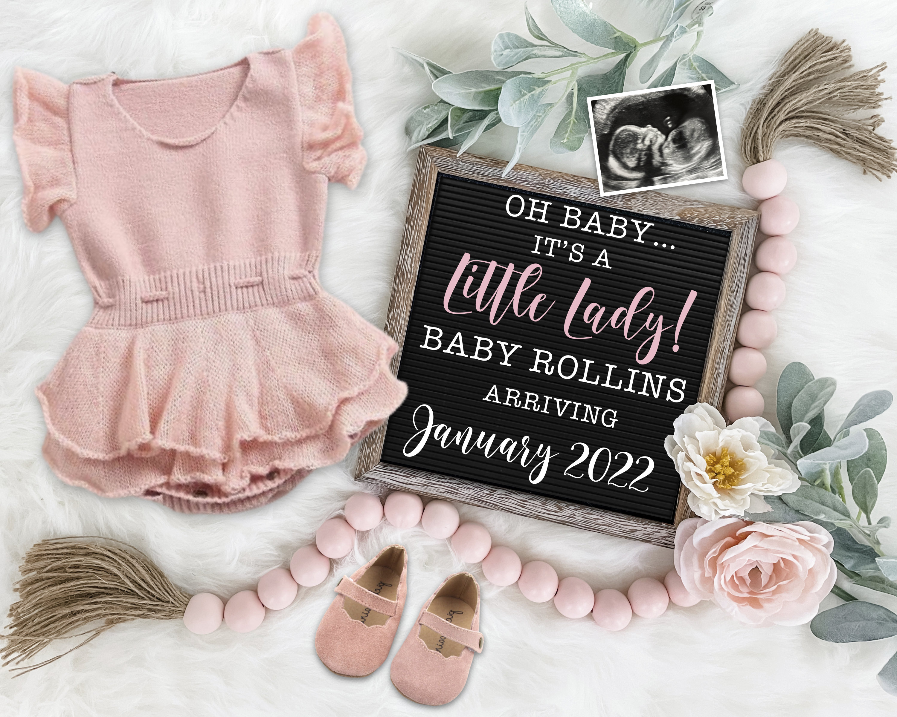 Girl Pregnancy Announcement for Social Media - Digital Letter