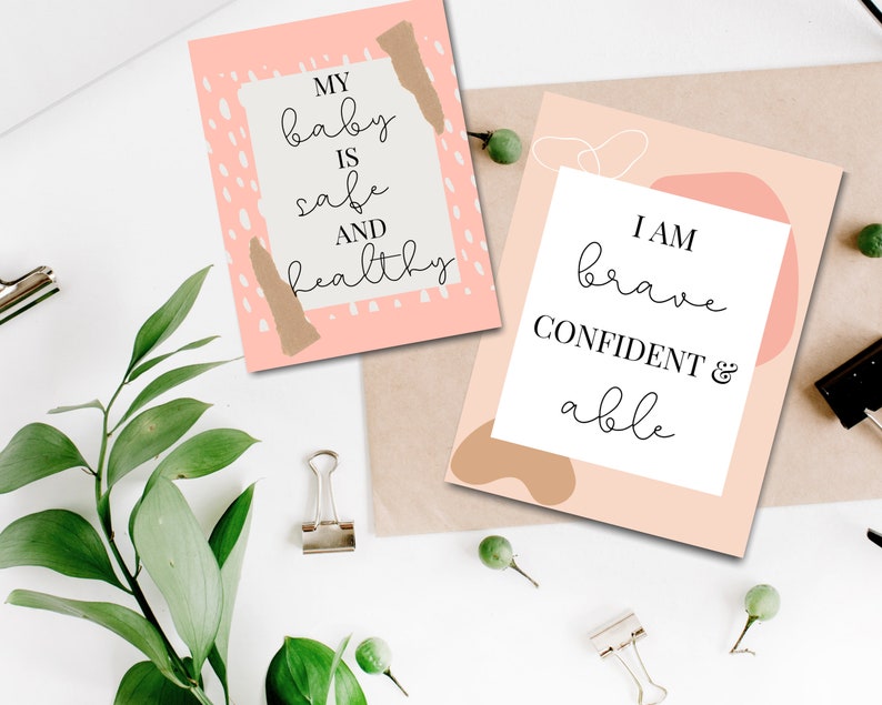 Birth Affirmation Cards Birth Mantras for Childbirth, Home birth, Labor & Delivery, Natural Birth, Strong Mom Digital Download to Laminate image 4