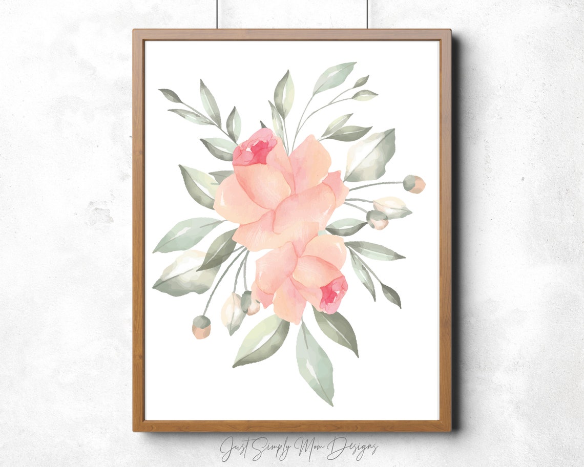 Printable Pink Nursery Wall Decor for Baby Girl Nursery - Blush Floral ...