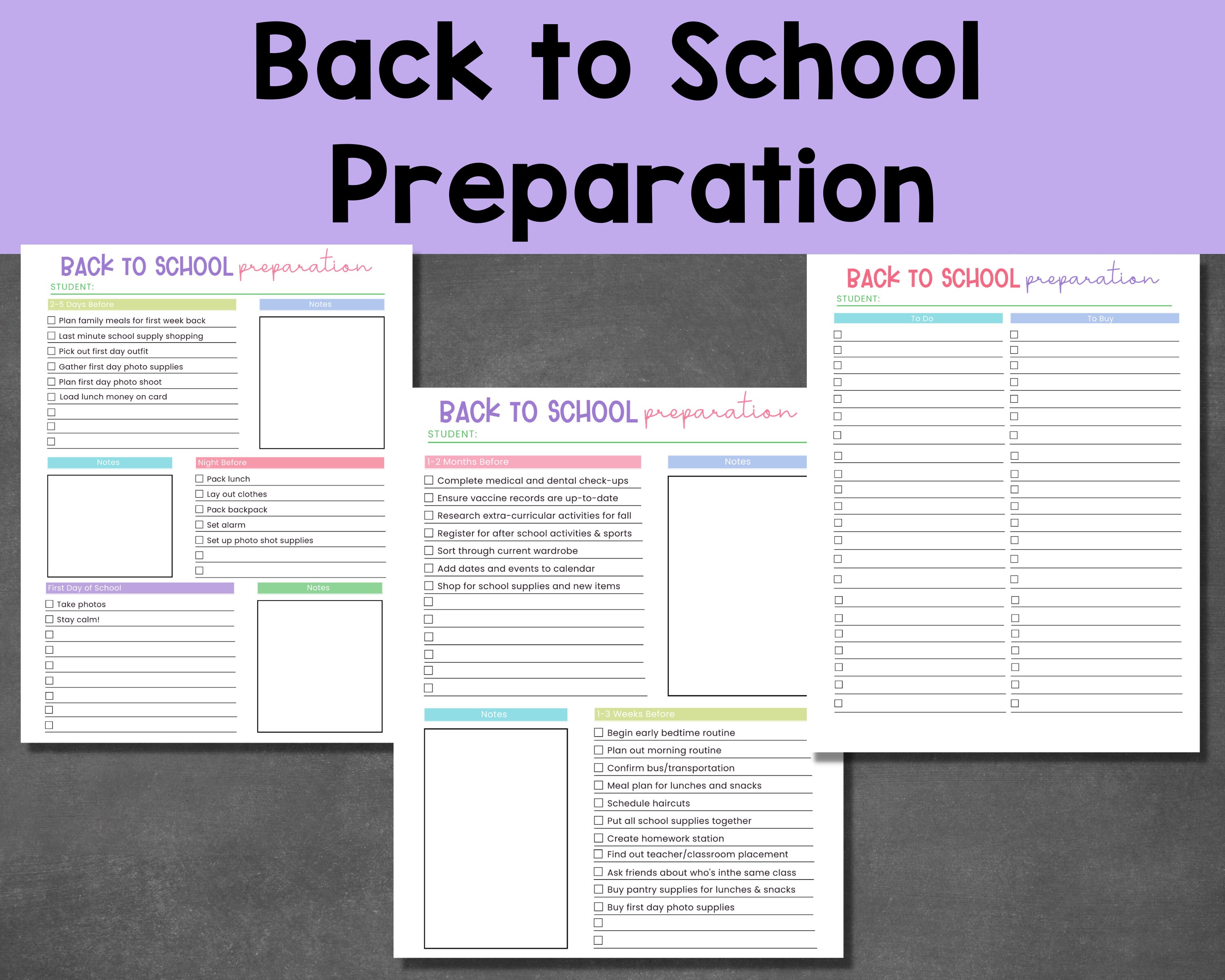 Back to School Planner Printable, Fillable PDF, Printable Organizer for ...