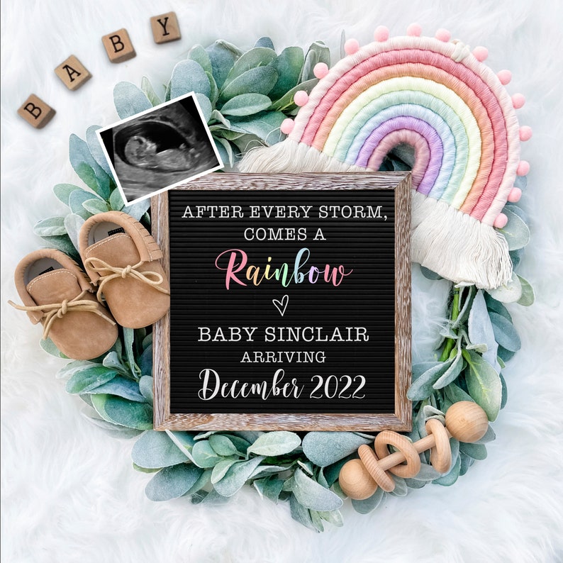 Rainbow Baby Pregnancy Announcement Digital Download for Social Media Miracle Baby Announcement-Baby Reveal Board-Digital Baby Announcement image 1