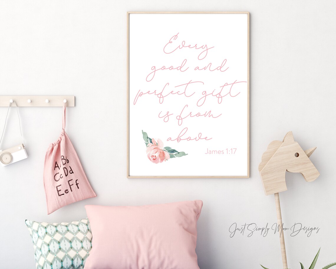 Blush Pink Floral Nursery Wall Decor for Baby Girl Nursery - Perfect ...