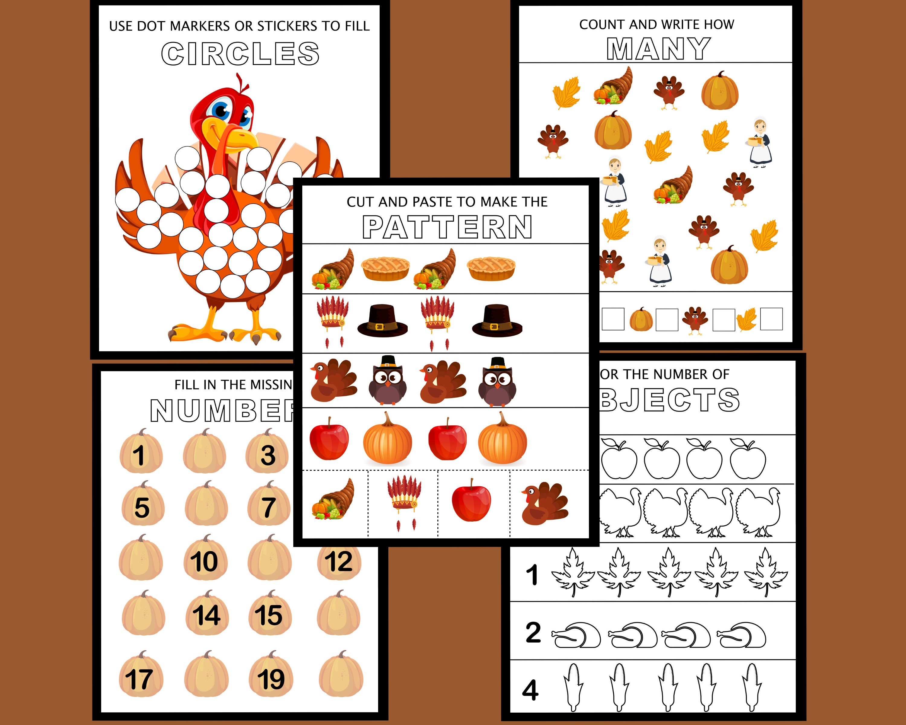 Thanksgiving Toddler & Preschool Learning Activity Packet -quiet Book ...