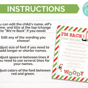 Carta de llegada y despedida de elfo imprimible - Actividad divertida para niños con Papá Noel para Navidad y días festivos - Carta de bienvenida de elfo - Carta personalizada de último minuto imagen 4