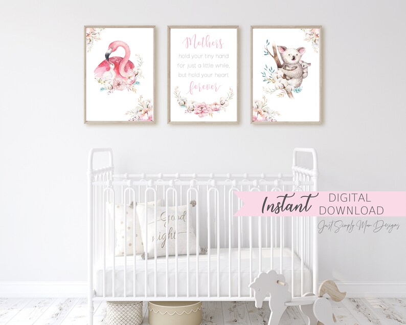 Printable Pink Floral Nursery Wall Decor for Baby Girl Etsy