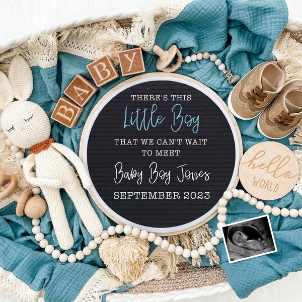 Boy Gender Reveal Pregnancy Announcement Digital - Baby Announcement Sign - Baby Boy Reveal for Social Media - It's a Boy - Letter board