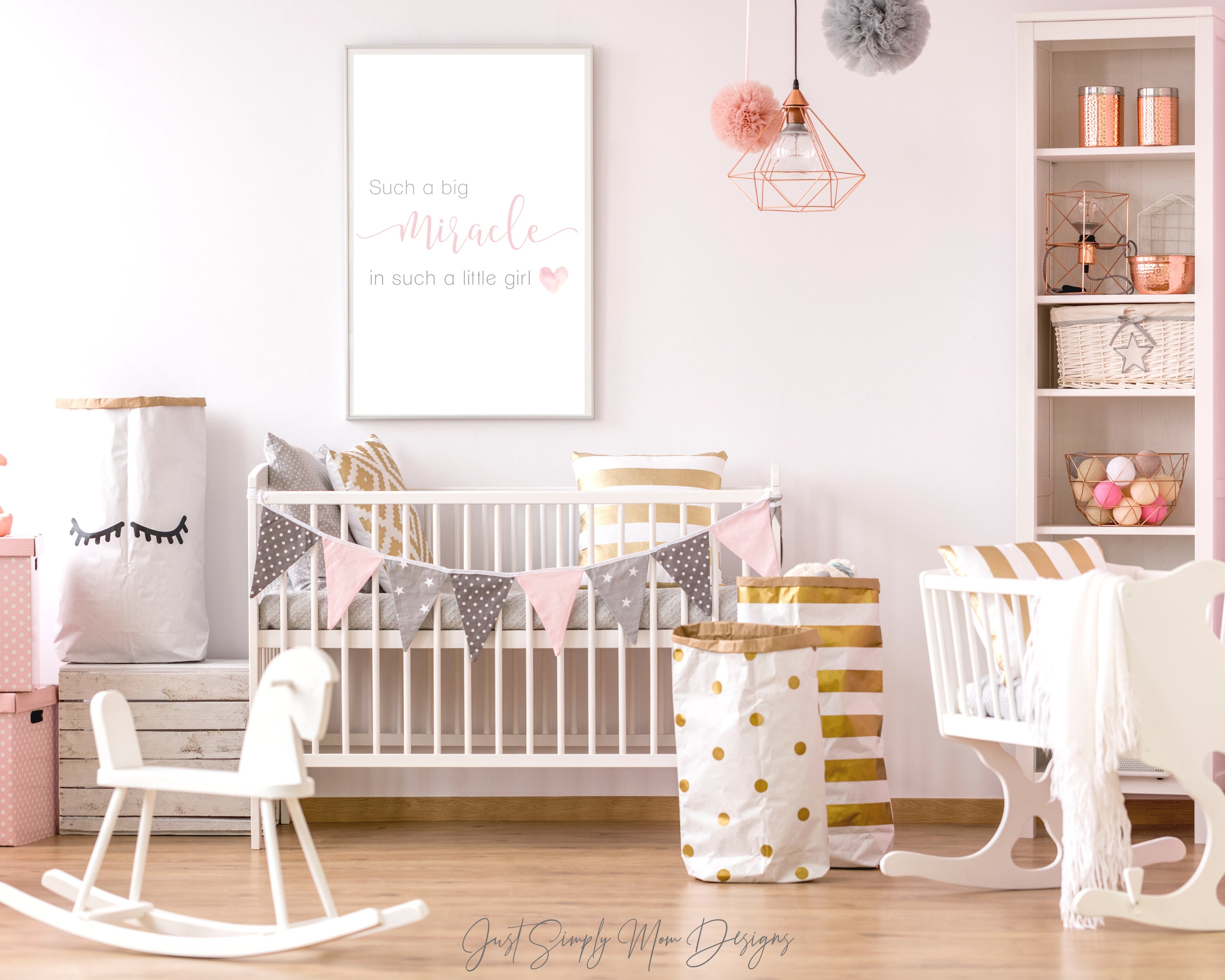 Pink Nursery Wall Decor for Baby Girl Nursery - Blush Baby Girl Wall ...