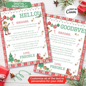 Carta de llegada y despedida de elfo imprimible -Navidad y vacaciones Santa Actividad divertida para niños -Carta de bienvenida de elfo -Carta personalizada de último minuto