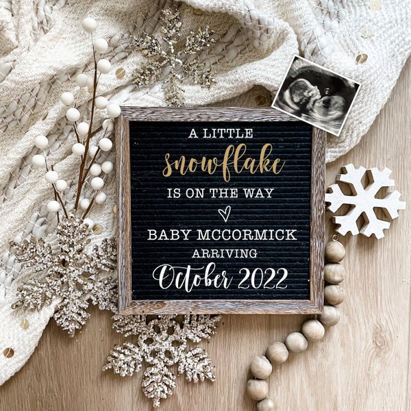Winter Digital Pregnancy Announcement for Social Media -Baby Reveal- Baby It's Cold Outside- Little Snowflake Letter Board Baby Announcement