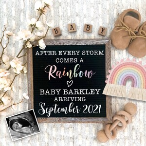 Rainbow Pregnancy Announcement Digital Download for Social Media Baby Announcement Flat Lay Baby Reveal Board Digital Baby Announcement image 2
