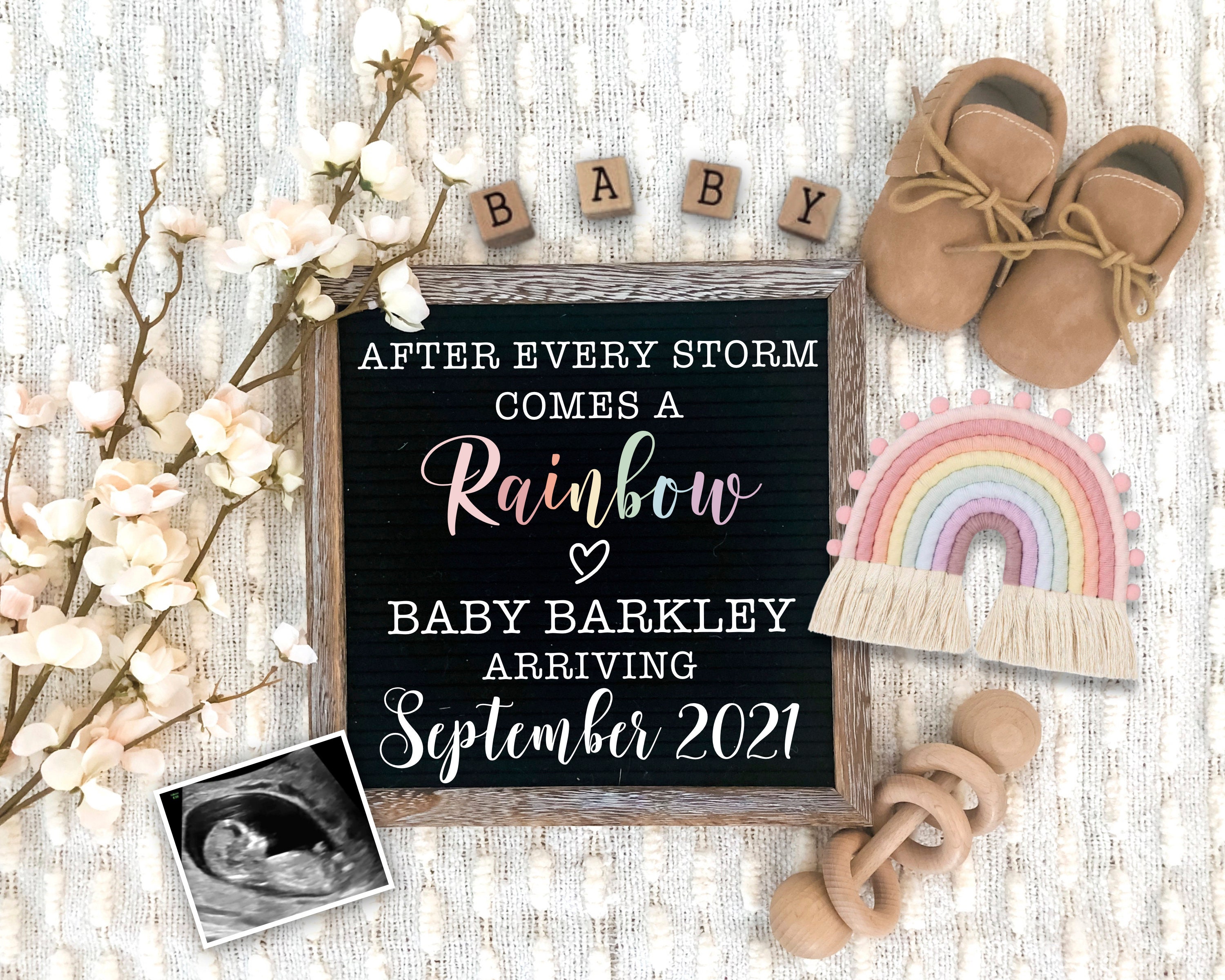 Rainbow Pregnancy Announcement Digital Download for Social | Etsy