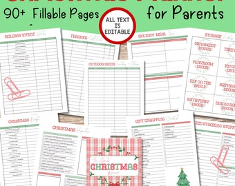 Christmas Planner Printable, Fillable PDF, Printable Organizer for Parents, Editable Binder, Holiday Season Schedule Organization