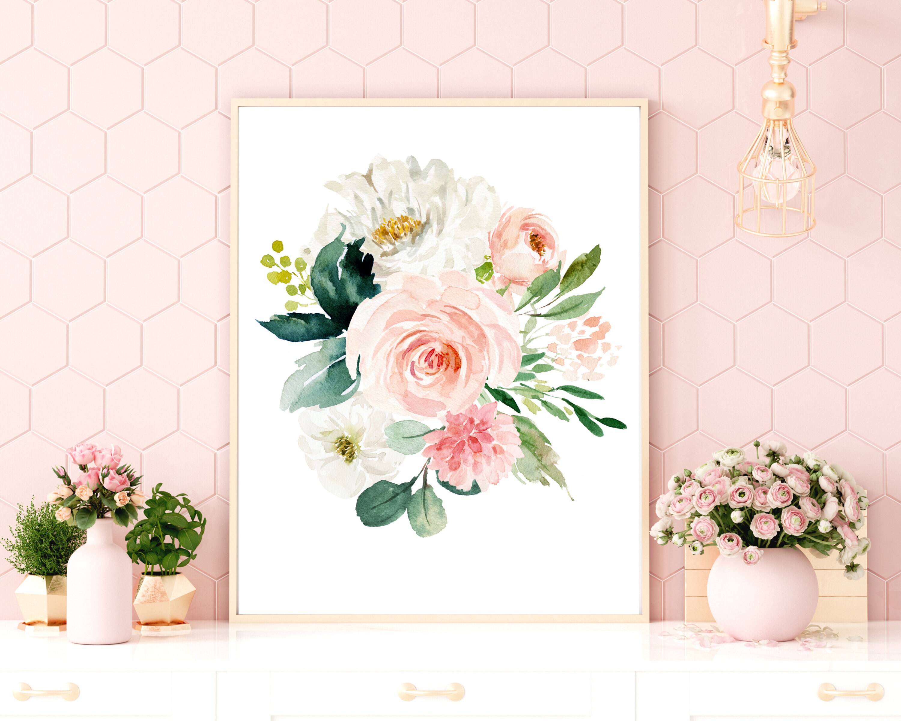 Blush Pink Floral Nursery Wall Decor for Baby Girl Nursery - Perfect ...