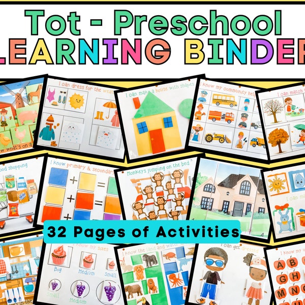 Printable DIY Toddler Busy Binder -Quiet Book of Learning and Educational Activities for Fun and Keeping Your Toddlers Busy-Download + Print