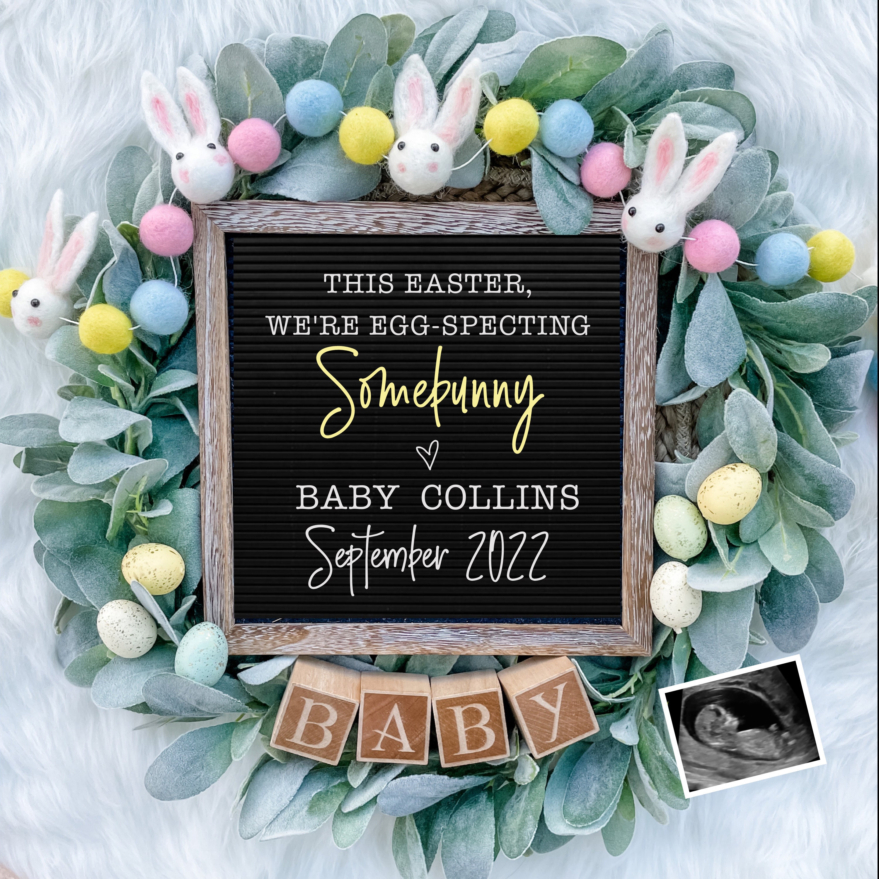 Easter Pregnancy Announcement Digital Baby Announcement Sign Etsy